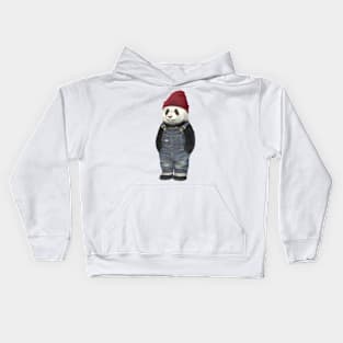 Red beenie panda Kids Hoodie